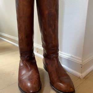 Vintage Leather Frye Riding Boots (Lindsay Plate) Distressed